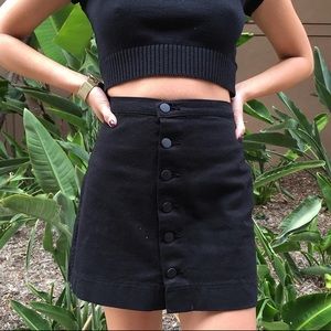 American Apparel Black Denim Button Up Skirt